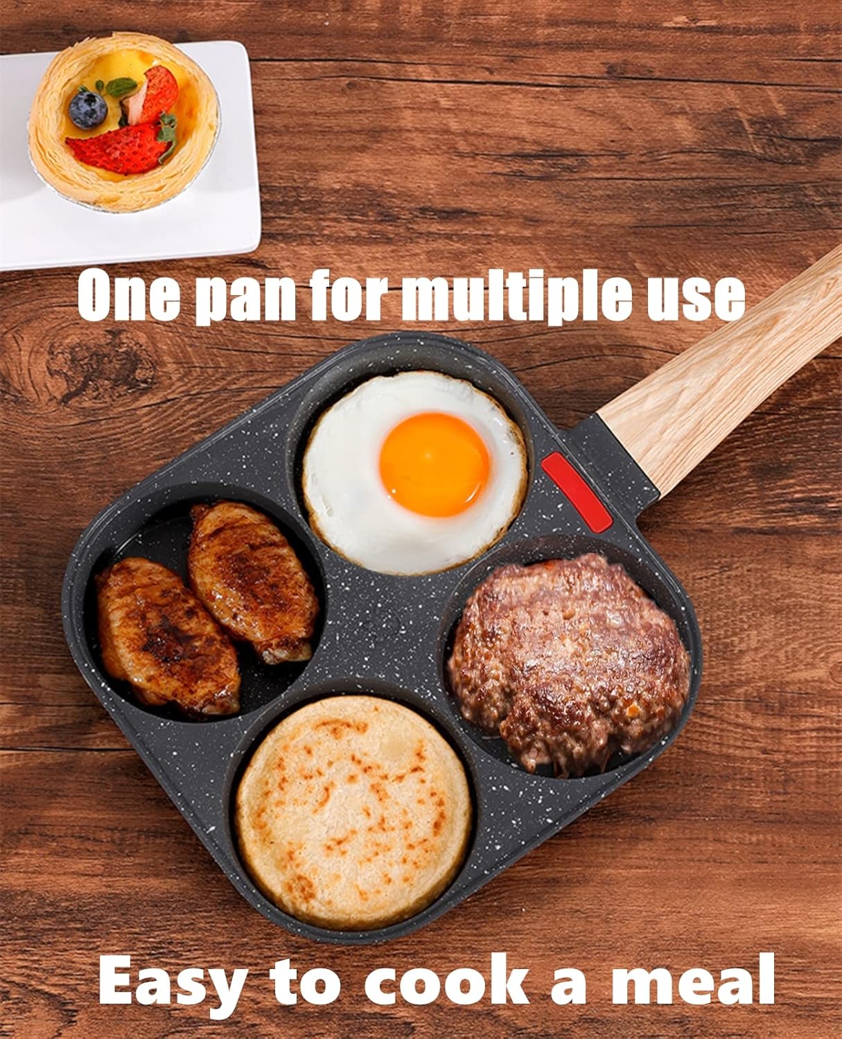 4-Cup Nonstick Egg Frying Pan – Granite Breakfast Skillet for Eggs, Pancakes, Mini Burgers & Crepes – Compatible with Gas, Electric and Induction Cooktops