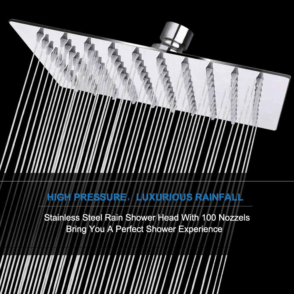 Ultra-Thin High Pressure Rainfall Shower Head – Stainless Steel, Anti-Rust, Anti-Clog, Spa-Level Rain Shower for Home