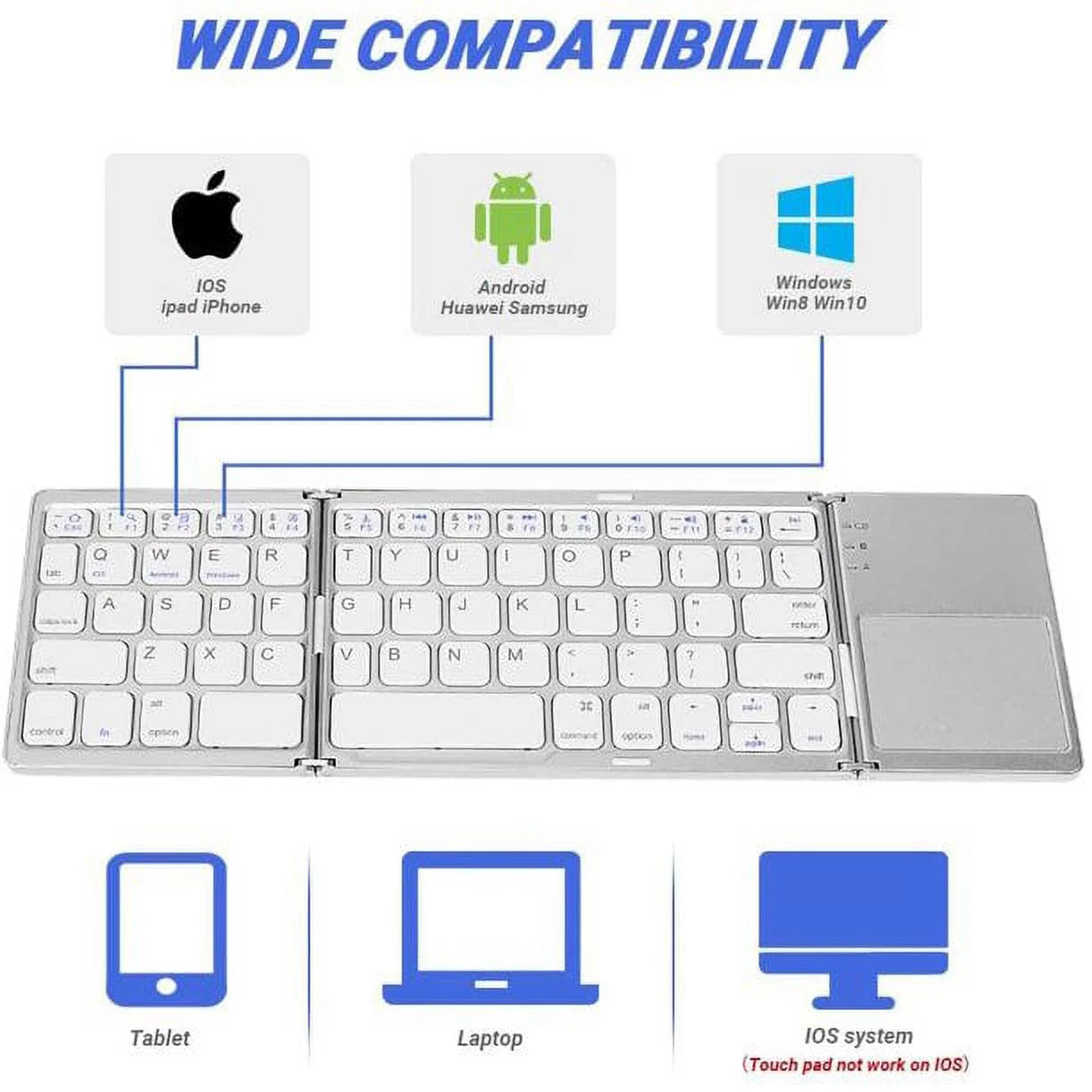 Foldable Bluetooth Keyboard with Touchpad – Multi-Device Portable