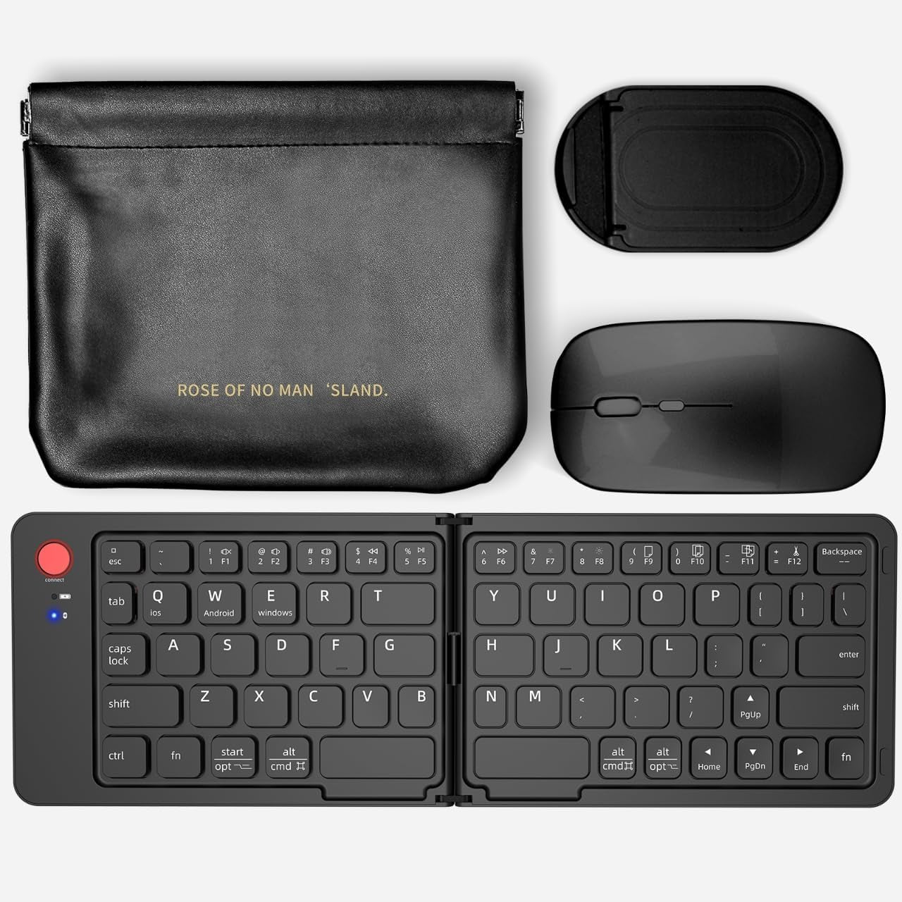 Wireless Foldable Bluetooth Keyboard and Mouse Combo for iPad and Smartphones | Portable Rechargeable Travel Set