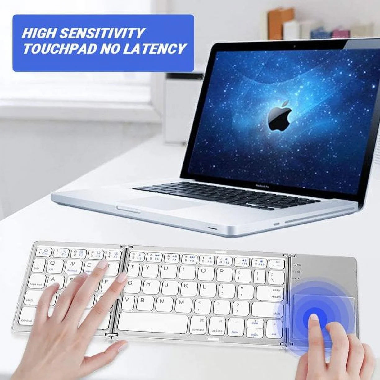 Foldable Bluetooth Keyboard with Touchpad – Multi-Device Portable