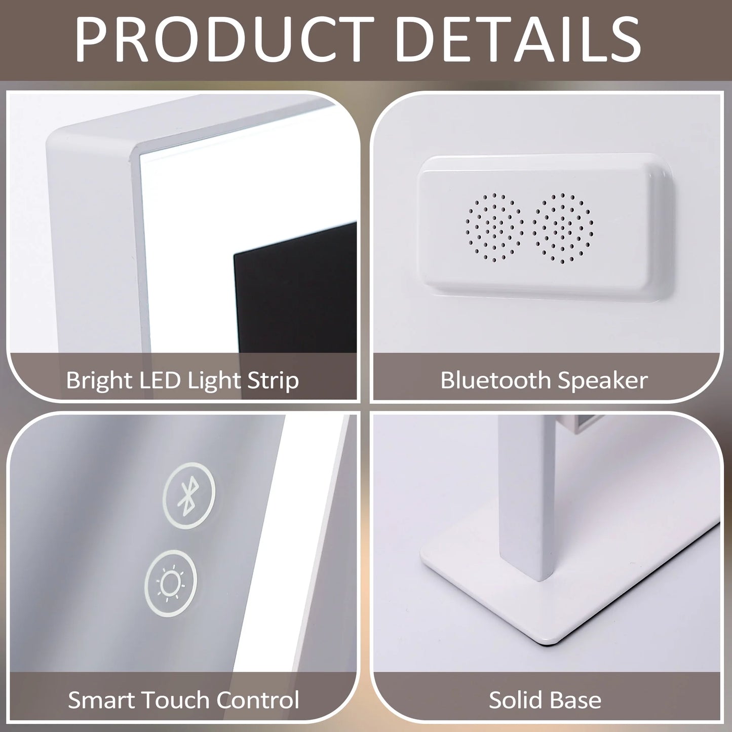 Fenchilin Vanity Makeup Mirror with Lights and Bluetooth – 3 Light Modes, 10X Magnification, LED Hollywood Tabletop Mirror for Flawless Beauty Routine