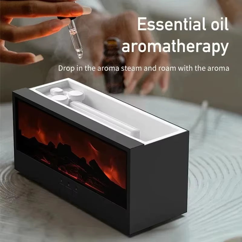 3D Flame Aroma Humidifier – Essential Oil Diffuser with Remote Control & Ambient Light