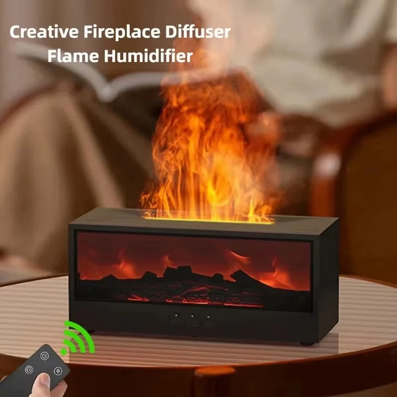 3D Flame Aroma Humidifier – Essential Oil Diffuser with Remote Control & Ambient Light
