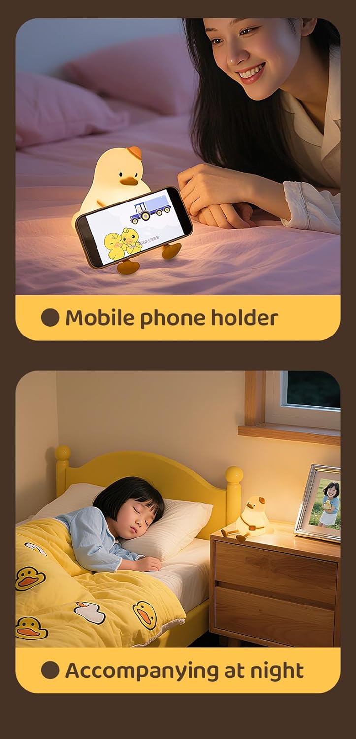 Soft Silicone LED Night Light for Kids – Rechargeable, Squishy Nursery Lamp with 3-Level Dimming, Touch Control, Timer Mode, Safe Bedside Comfort Light for Babies & Toddlers