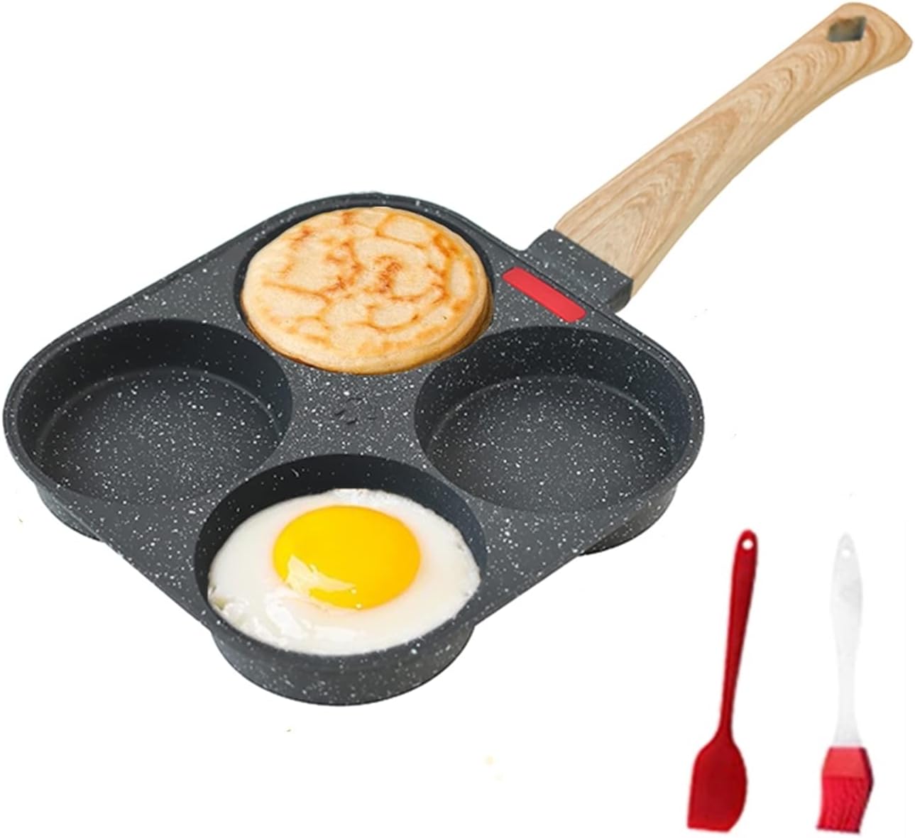 4-Cup Nonstick Egg Frying Pan – Granite Breakfast Skillet for Eggs, Pancakes, Mini Burgers & Crepes – Compatible with Gas, Electric and Induction Cooktops