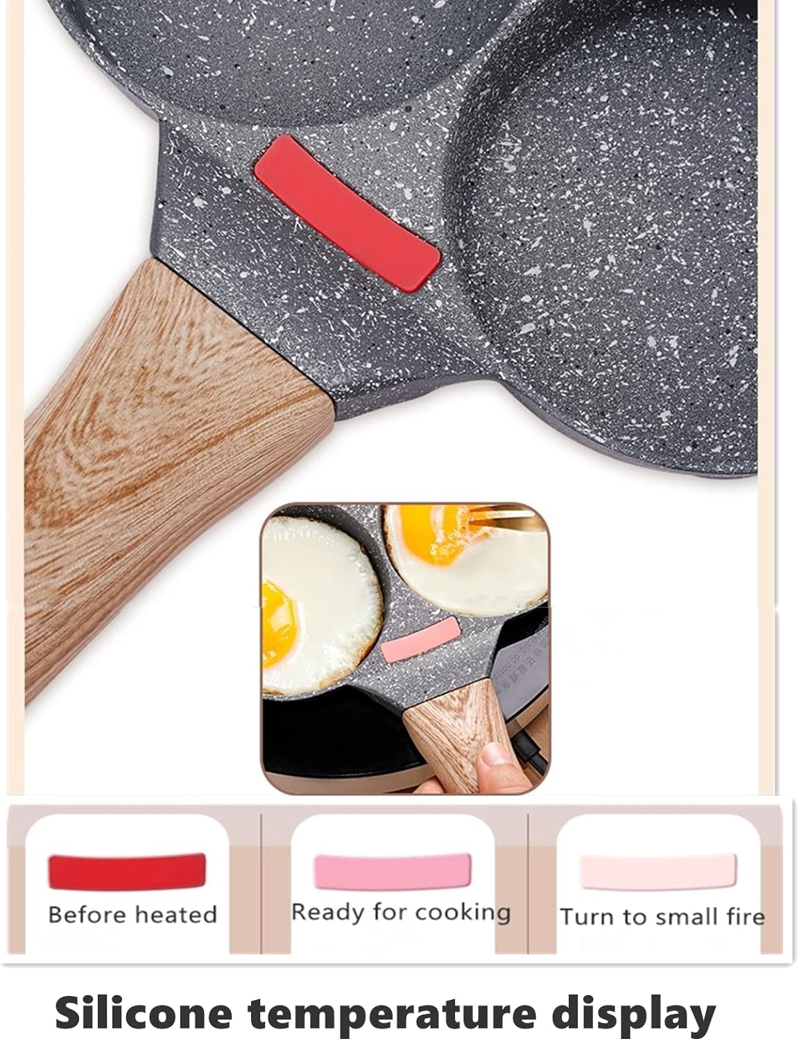 4-Cup Nonstick Egg Frying Pan – Granite Breakfast Skillet for Eggs, Pancakes, Mini Burgers & Crepes – Compatible with Gas, Electric and Induction Cooktops