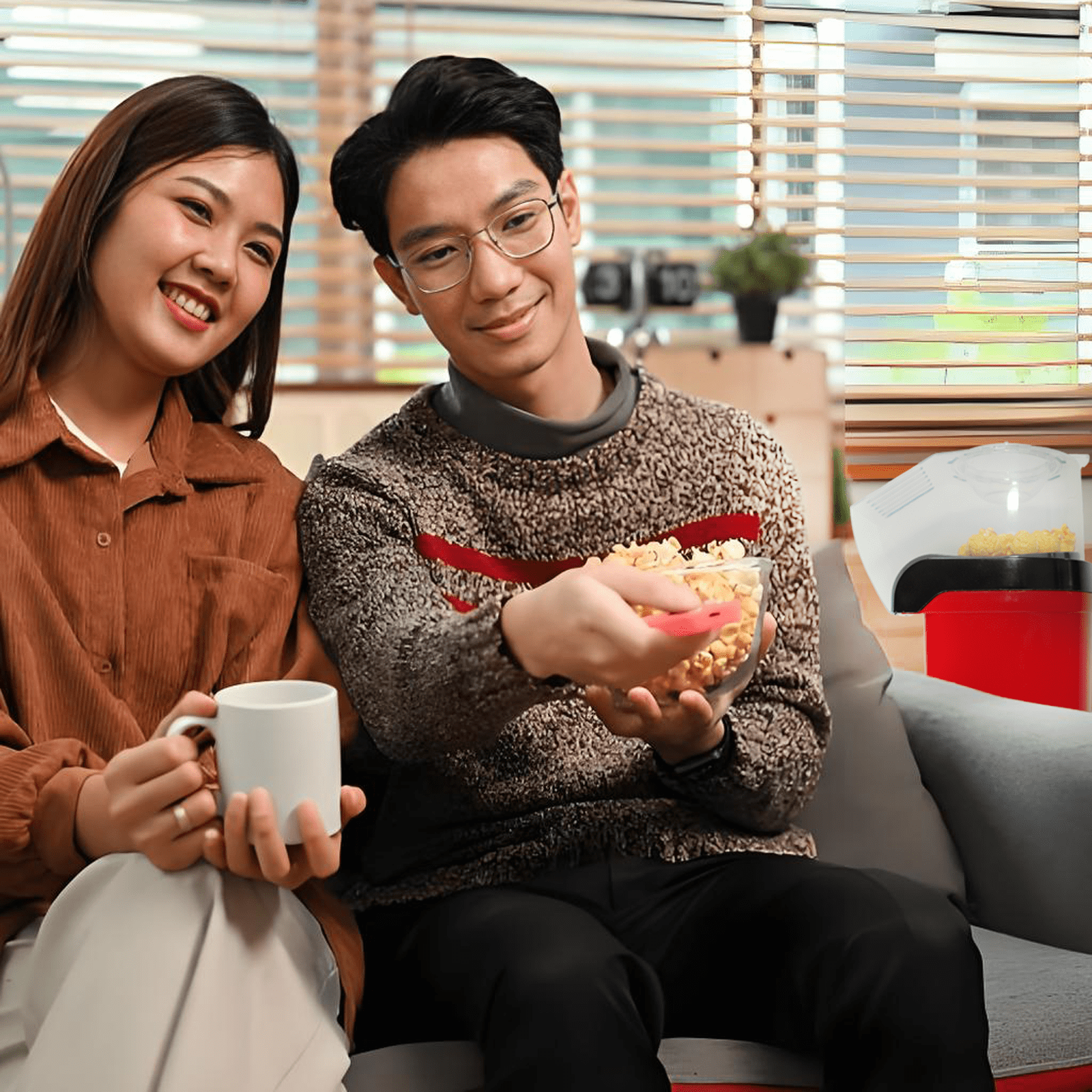 Hot Air Popcorn Maker – Oil-Free | Fast 3-Min Popcorn | Healthy Snack Machine for Home Movie Nights