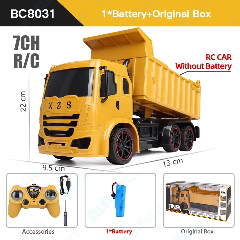 RC Construction Vehicle Set — 2.4G Full-Function Excavator & Dump Truck | Realistic Alloy Engineering Toys for Kids