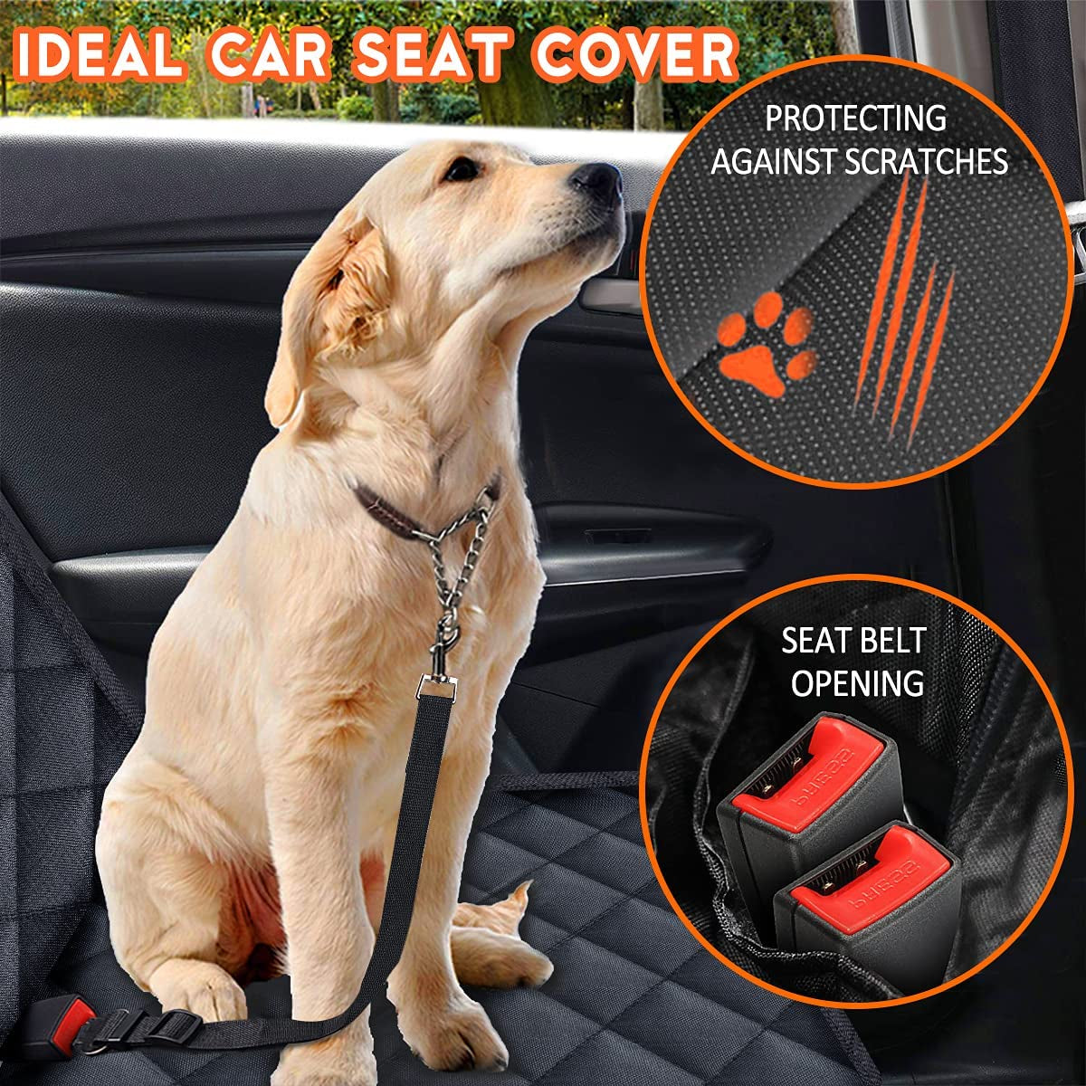 Dog Car Seat Cover – Waterproof Back Seat Protector with Non Slip Base, Universal Fit for Cars, Trucks and SUVs