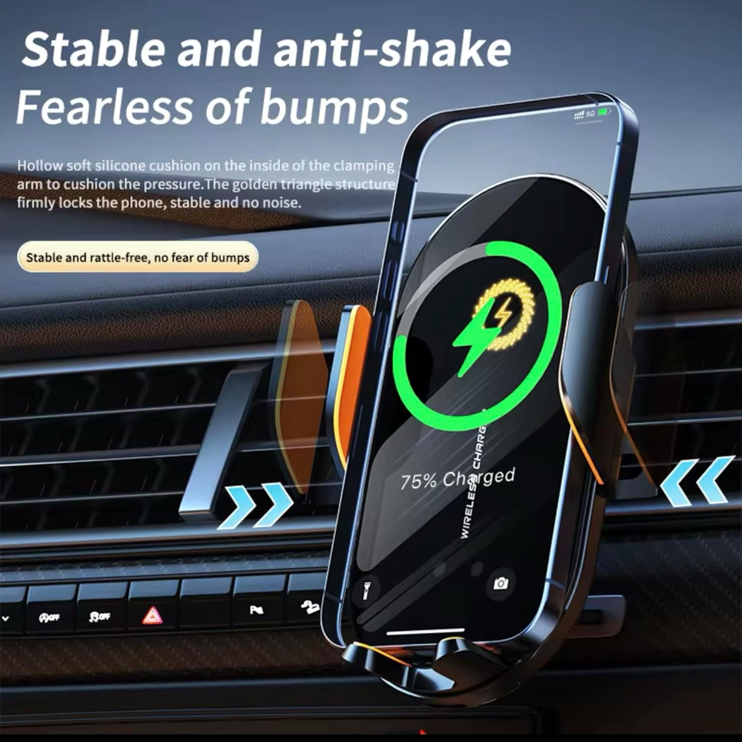 2025 Premium Wireless Car Phone Holder Charger – Auto-Clamping, MagSafe, Built-In Battery, Fast 15W Charging, Universal for iPhone & Android