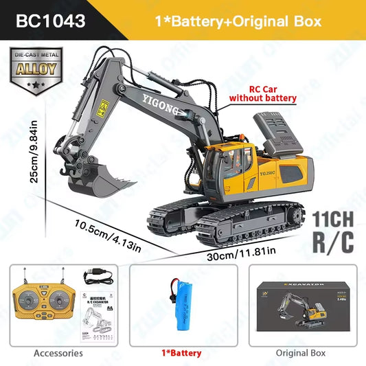 RC Construction Vehicle Set — 2.4G Full-Function Excavator & Dump Truck | Realistic Alloy Engineering Toys for Kids