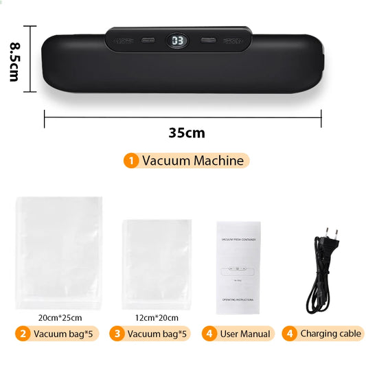 Powerful Food Vacuum Sealer 60kPa - One Touch Digital Freshness System