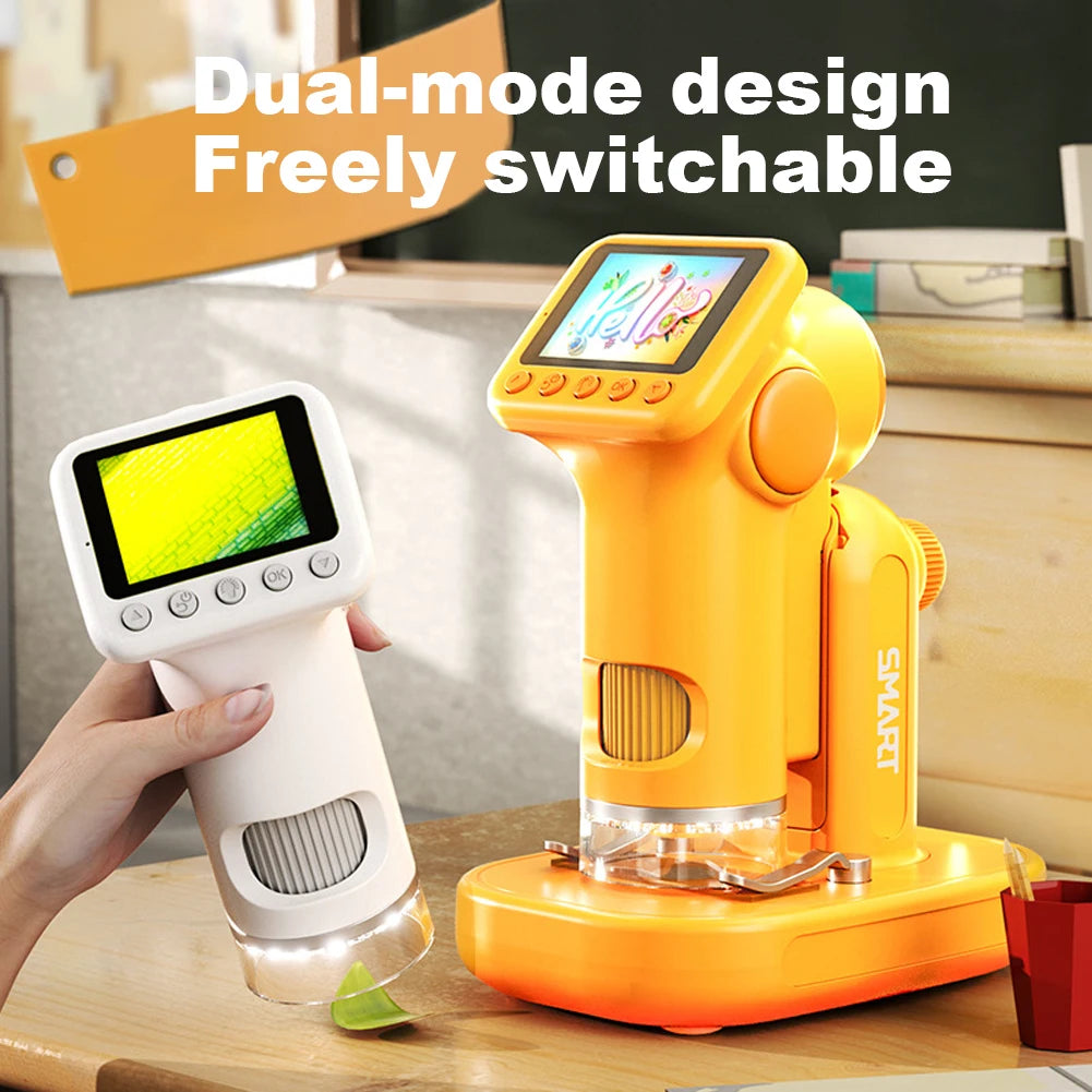 Kids Digital Microscope 100–1600X with 2 Inch HD Screen – Portable Handheld STEM Science Microscope with LED Light, Photo & Video Recording, Educational Gift for Boys & Girls