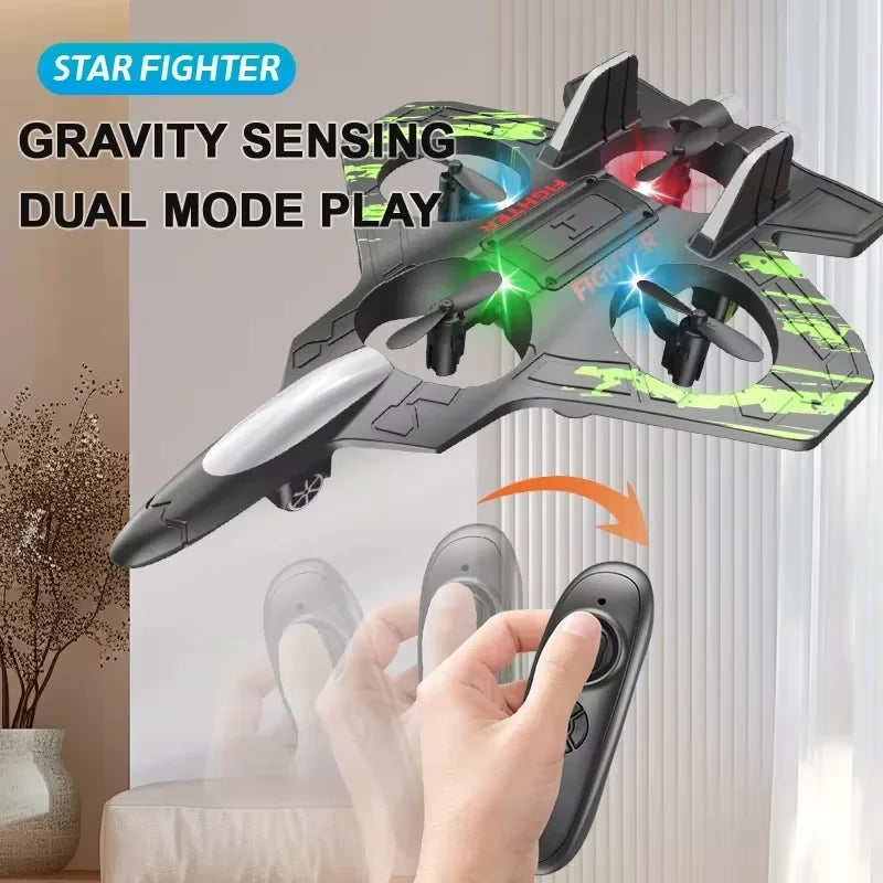 2.4G Remote Control Stunt Fighter Plane – LED Hovering Foam Aircraft, Electric RC Glider with Tumbling Tricks, Durable Safe EVA Model for Indoor & Outdoor Play