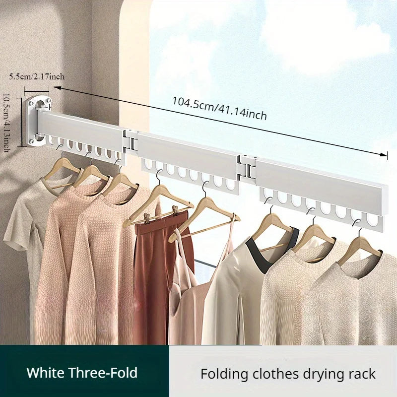 Space-Saving Wall-Mounted Clothes Drying Rack – Foldable Aluminum Laundry Hanger for Indoor & Balcony | Heavy-Duty, Modern & Easy Installation