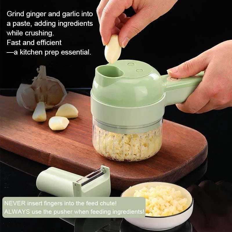 4 IN 1 Electric Vegetable Cutter | Handheld Wireless Slicer + Chopper