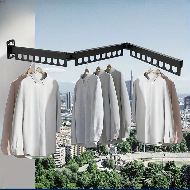 Space-Saving Wall-Mounted Clothes Drying Rack – Foldable Aluminum Laundry Hanger for Indoor & Balcony | Heavy-Duty, Modern & Easy Installation