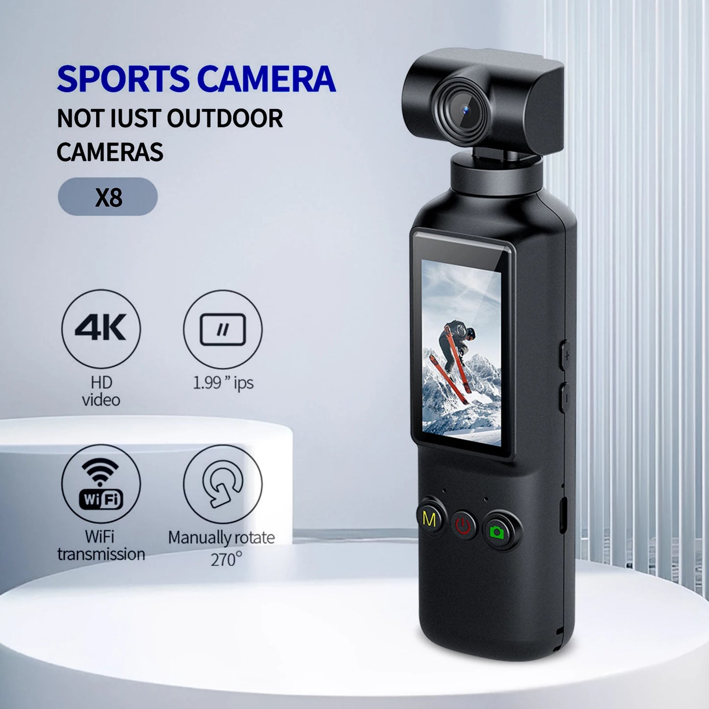 4K Handheld Action Camera with 270° Rotating Screen - WiFi Sports & Vlog Cam