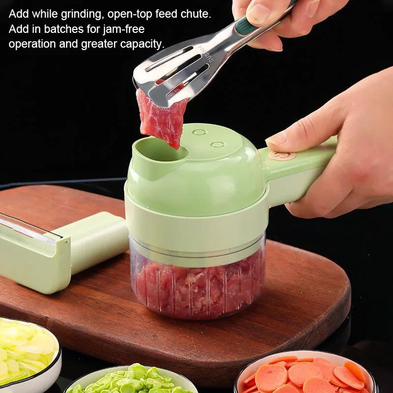 4 IN 1 Electric Vegetable Cutter | Handheld Wireless Slicer + Chopper