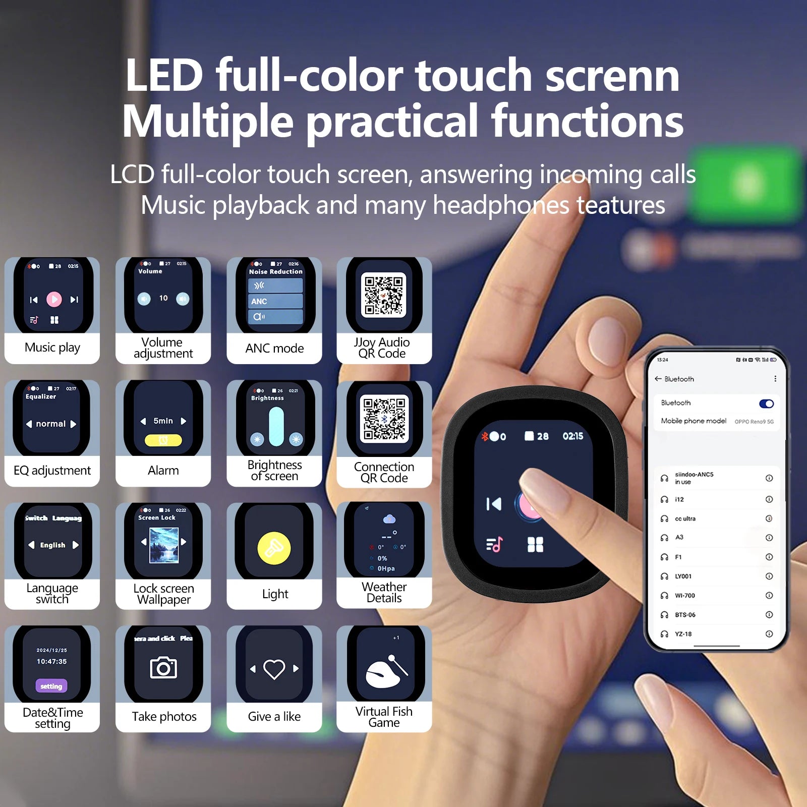 Siindoo ANC930Plus – Bluetooth 5.3 ANC Headphones with LED Display