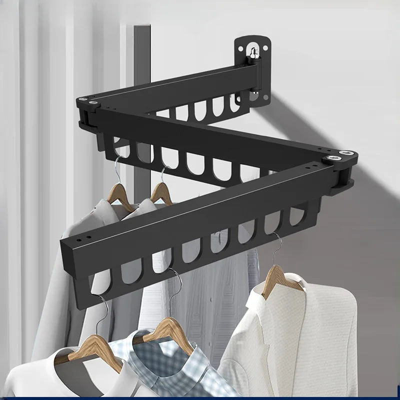 Space-Saving Wall-Mounted Clothes Drying Rack – Foldable Aluminum Laundry Hanger for Indoor & Balcony | Heavy-Duty, Modern & Easy Installation