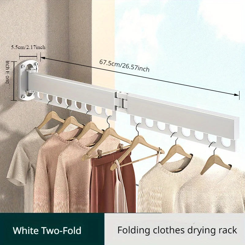 Space-Saving Wall-Mounted Clothes Drying Rack – Foldable Aluminum Laundry Hanger for Indoor & Balcony | Heavy-Duty, Modern & Easy Installation