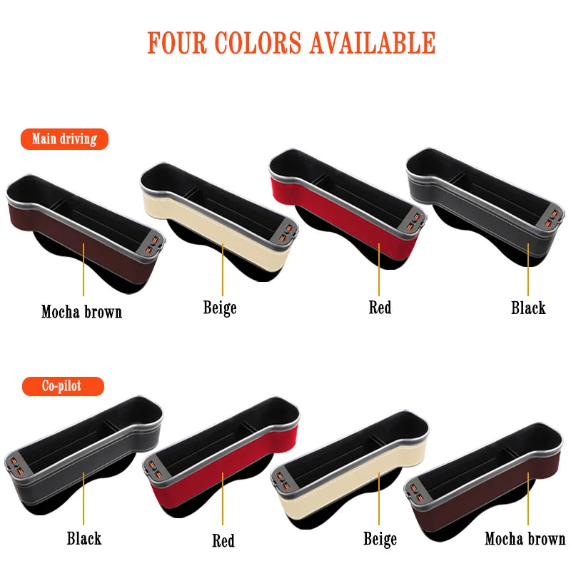 Car Seat Gap Filler With LED Cup Holder & Dual USB Fast Charge – 7-Color Ambient Light Storage Organizer