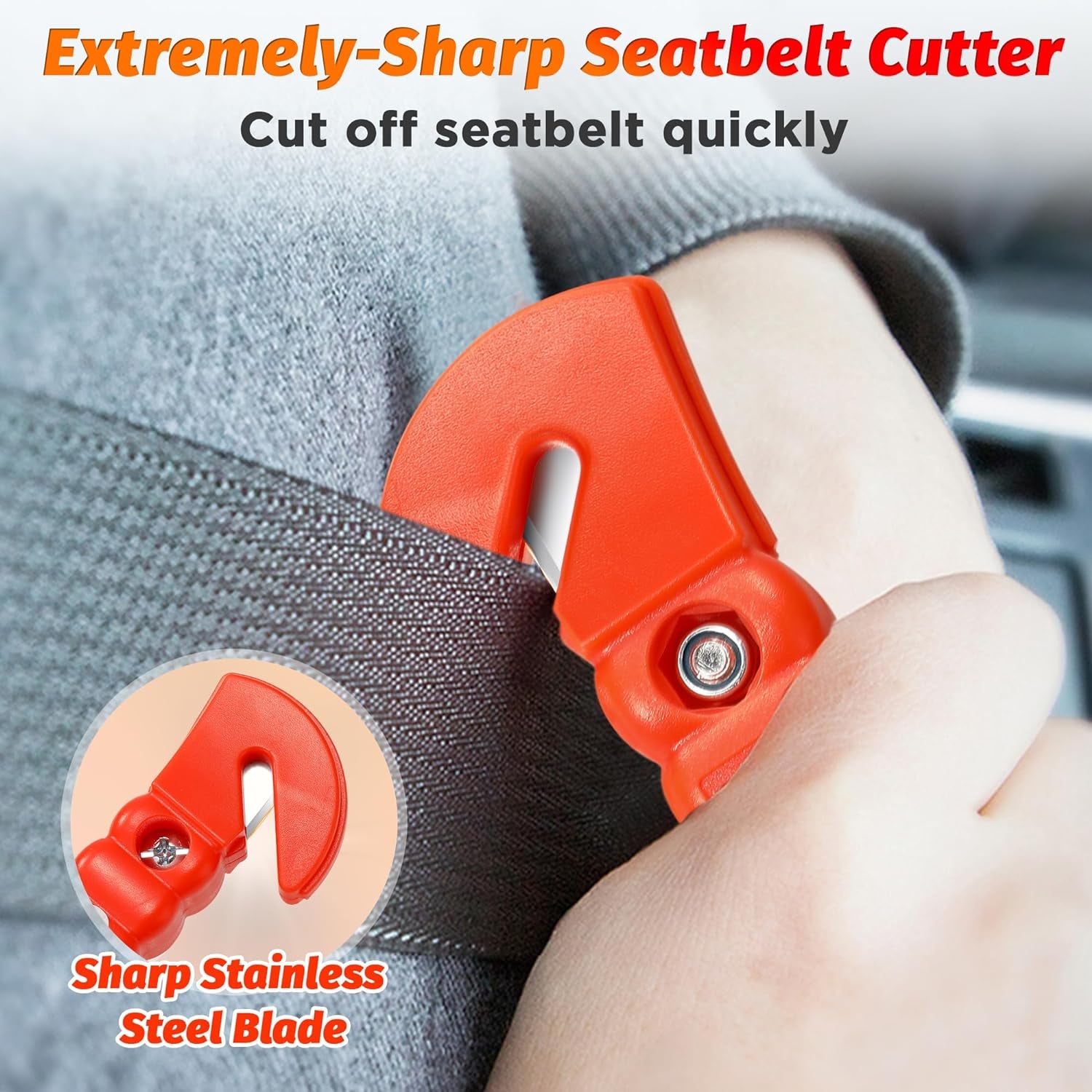 Car Emergency Escape Tool 2 in 1 - Window Breaker and Seatbelt Cutter - Life Saving Safety Hammer