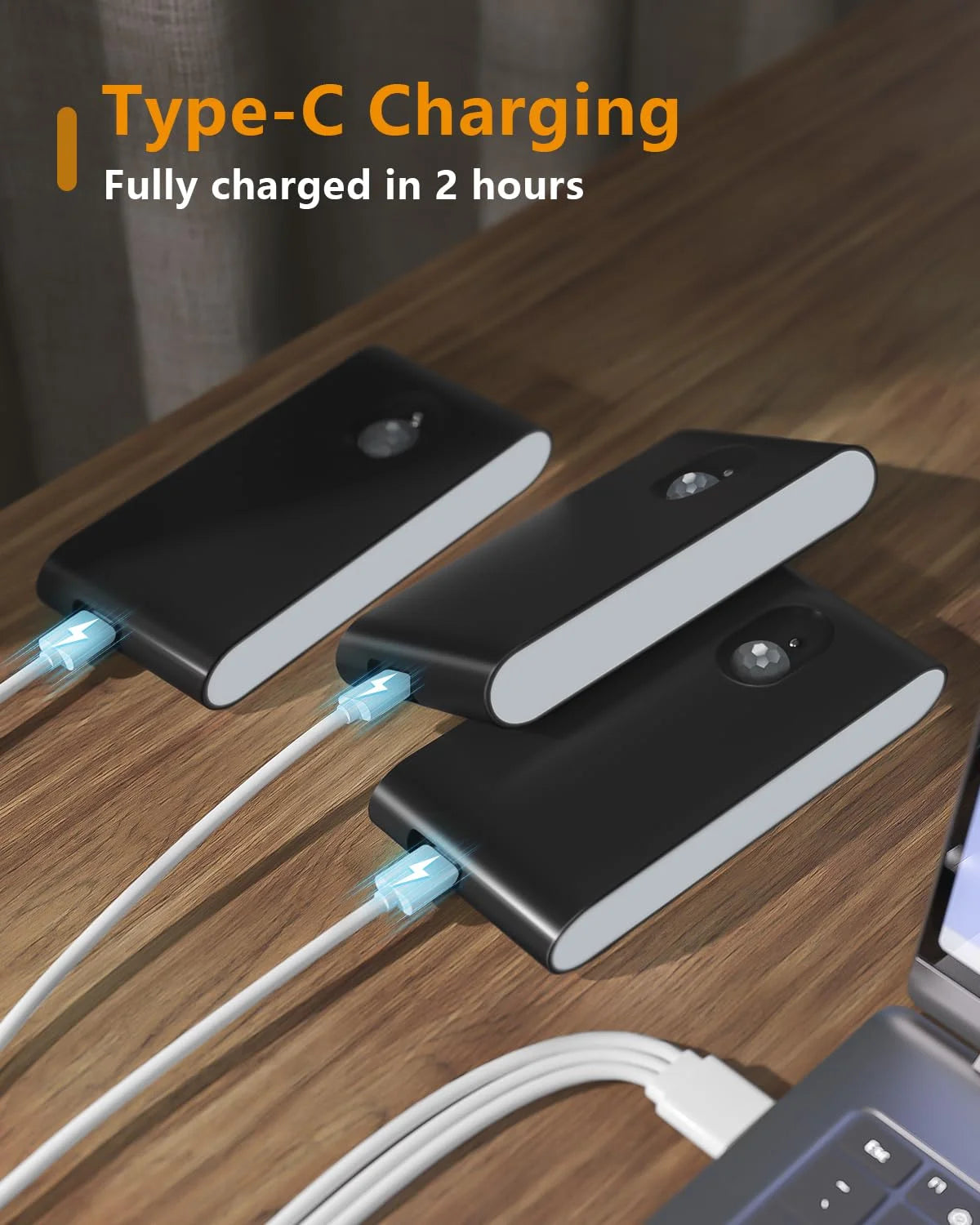 WILLED Rechargeable Motion Sensor Stair Lights (3 Pack) – Wireless Warm White LED Stick On Lights for Hallways, Stairs, Bathrooms, Bedrooms and More