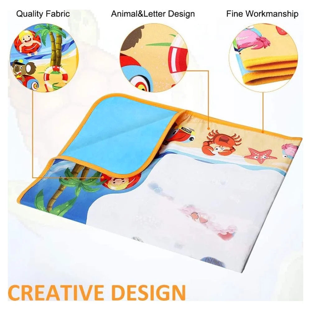 GPED Large Water Drawing Mat 40x32in – Reusable Aqua Magic Doodle Mat for Kids, Mess Free Learning Toy with Pens & Stencils – Educational Gift for Toddlers Ages 3-6  