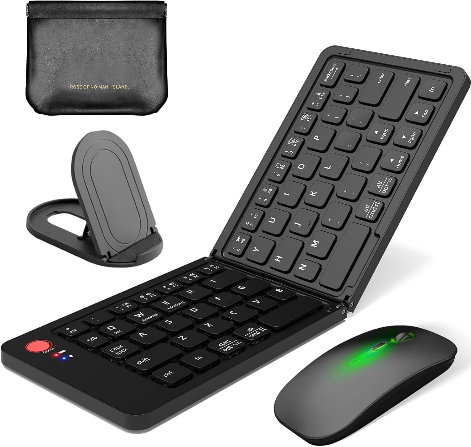 Wireless Foldable Bluetooth Keyboard and Mouse Combo for iPad and Smartphones | Portable Rechargeable Travel Set