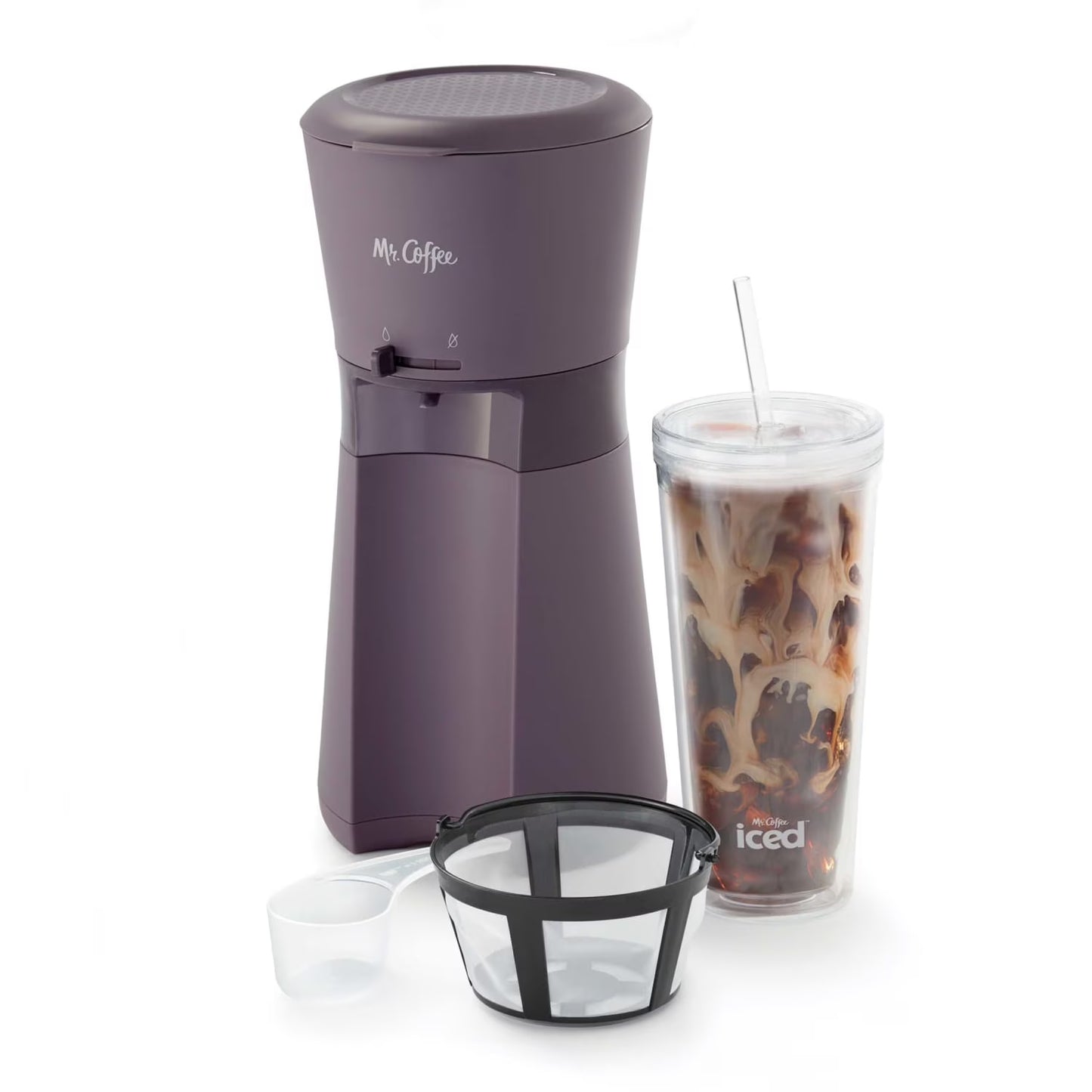 Mr. Coffee Iced Coffee Maker with Reusable Tumbler and Coffee Filter – RapidChill Technology, Never Watered Down, Perfect Iced Coffee in Minutes (Lavender)