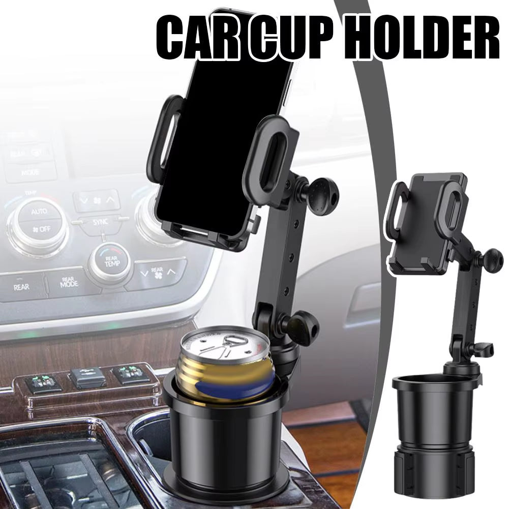 2 in 1 Adjustable Car Cup & Phone Holder — Secure, Multifunctional, Universal Fit