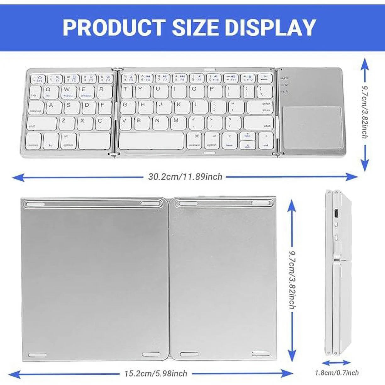 Foldable Bluetooth Keyboard with Touchpad – Multi-Device Portable