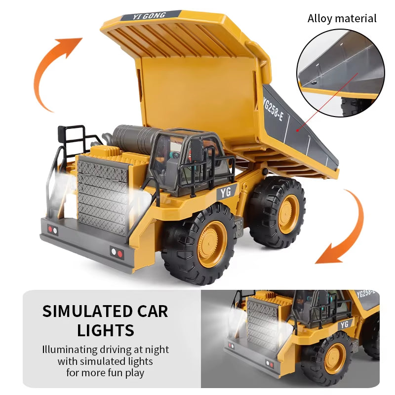 RC Construction Vehicle Set — 2.4G Full-Function Excavator & Dump Truck | Realistic Alloy Engineering Toys for Kids