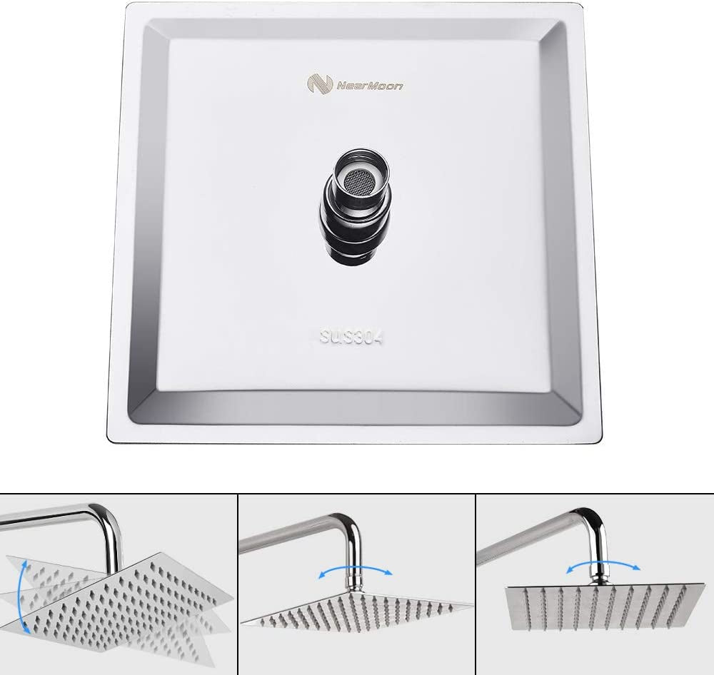 Ultra-Thin High Pressure Rainfall Shower Head – Stainless Steel, Anti-Rust, Anti-Clog, Spa-Level Rain Shower for Home