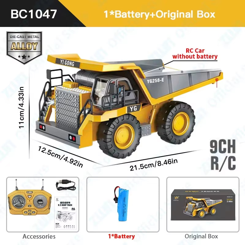 RC Construction Vehicle Set — 2.4G Full-Function Excavator & Dump Truck | Realistic Alloy Engineering Toys for Kids
