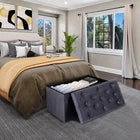 Storage Ottoman Bench Foot Rest Stool for Bedroom Entryway Living Room